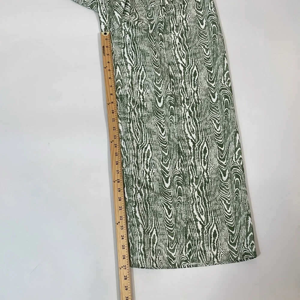 Anthropologie Pants NWT Size L Wide Leg Trouser Green Ivory Print - Picture 10 of 15